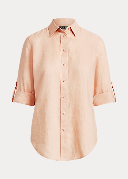 Ralph Lauren Linen Skjorta Dam Rosa | 120536-XZG