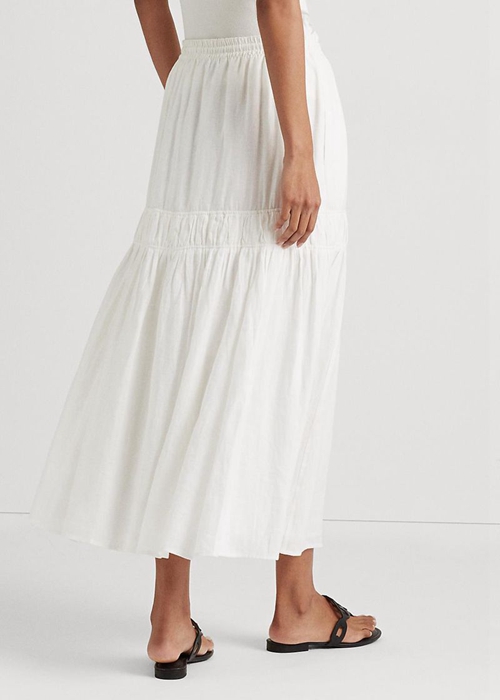 Ralph Lauren Linen Tiered Maxiskirt Kjolar Dam Vita | 423850-DAZ