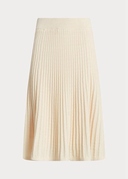 Ralph Lauren Linen-cotton Knit Kjolar Dam Grädde | 294580-NGO