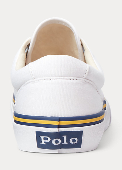 Ralph Lauren Logo Bomull Canvas Sneakers Dam Vita | 560938-KMS