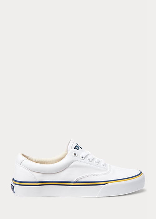 Ralph Lauren Logo Bomull Canvas Sneakers Dam Vita | 560938-KMS