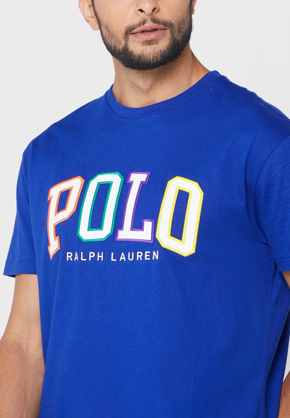 Ralph Lauren Logo Crew Neck T-shirt Herr Blå | 437510-ASH