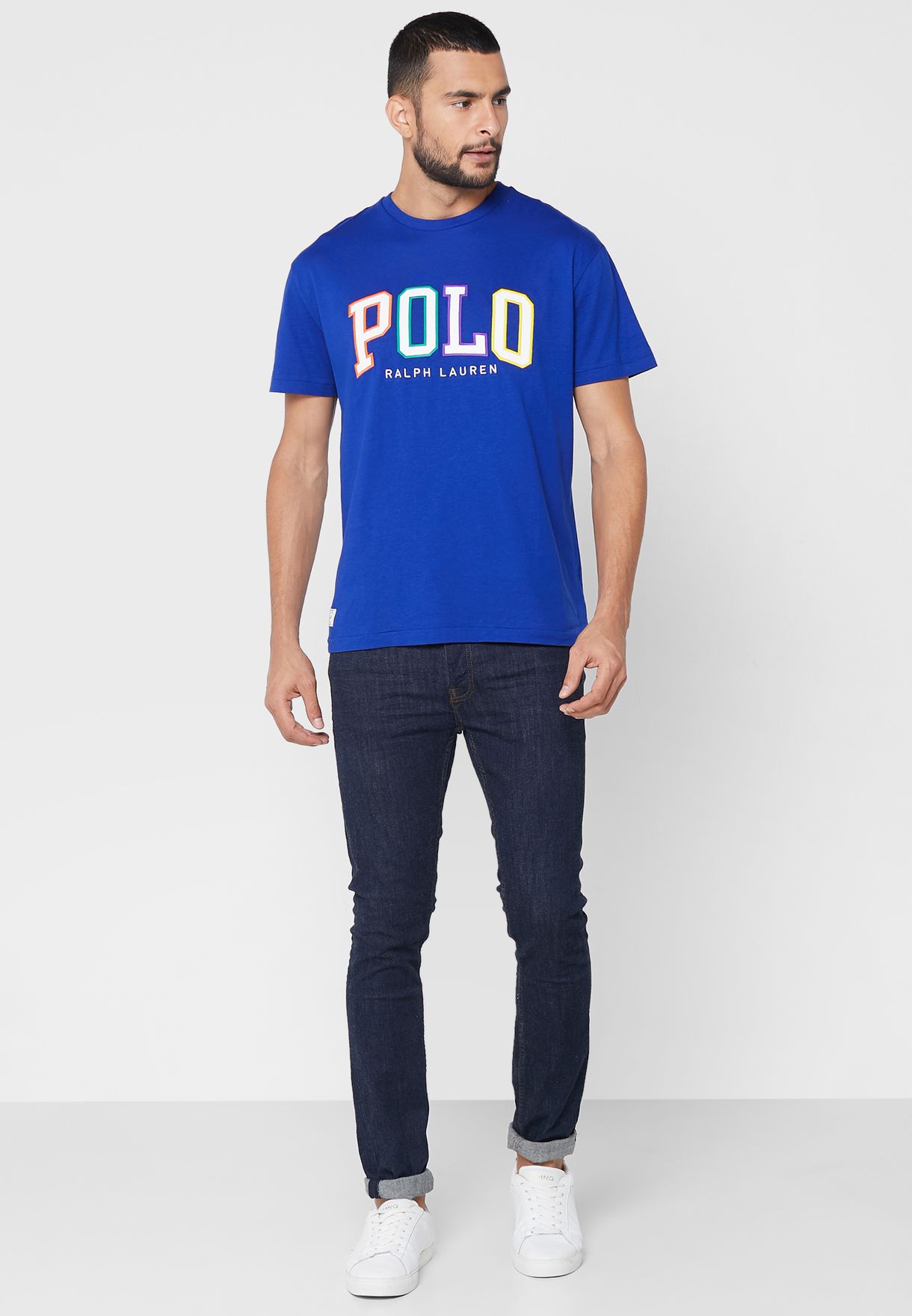 Ralph Lauren Logo Crew Neck T-shirt Herr Blå | 437510-ASH