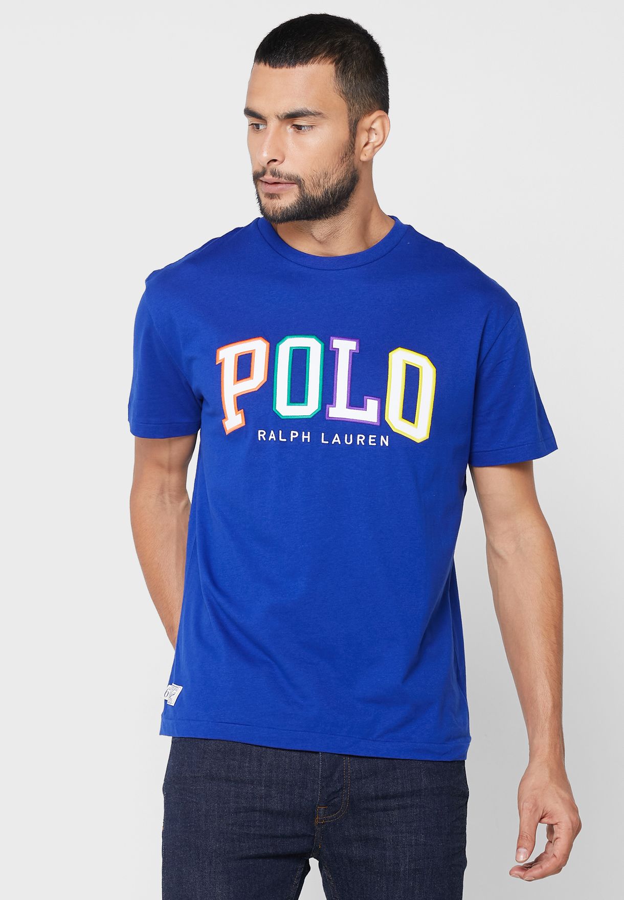 Ralph Lauren Logo Crew Neck T-shirt Herr Blå | 437510-ASH