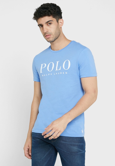 Ralph Lauren Logo Crew Neck T-shirt Herr Blå | 642730-FKB