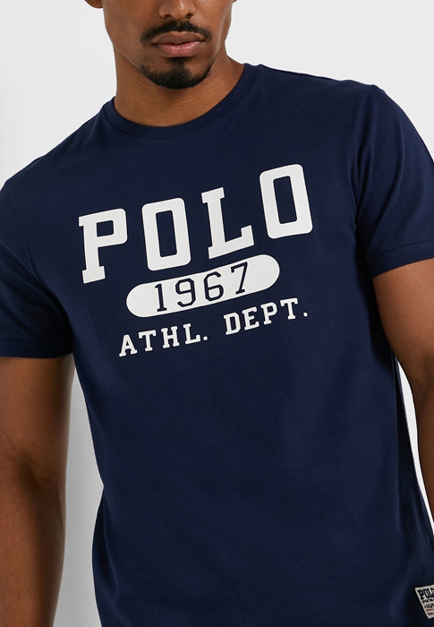 Ralph Lauren Logo Crew Neck T-shirt Herr Marinblå | 731056-NGK