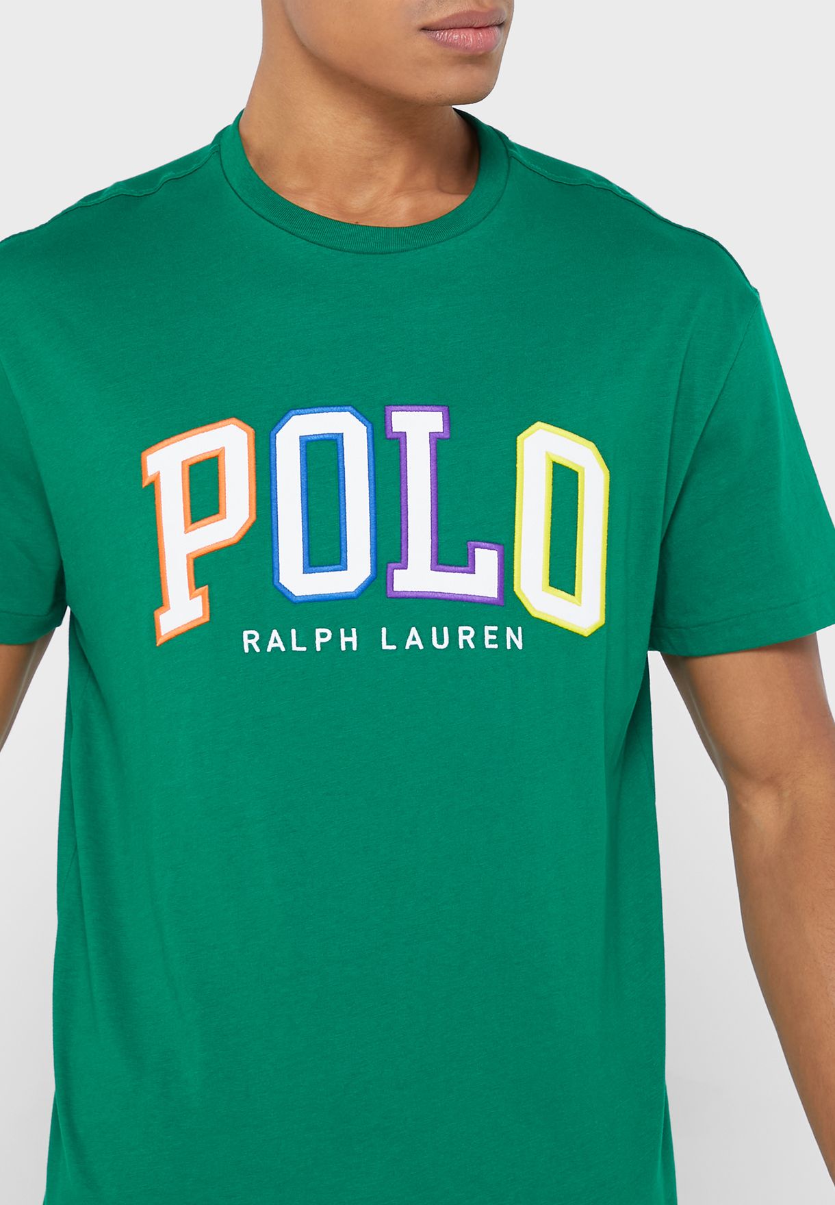 Ralph Lauren Logo Crew Neck T-shirt Herr Gröna | 906328-YHQ