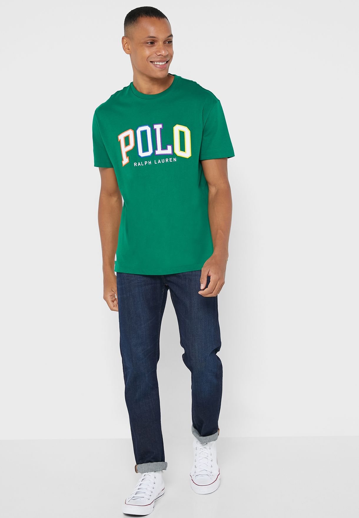 Ralph Lauren Logo Crew Neck T-shirt Herr Gröna | 906328-YHQ