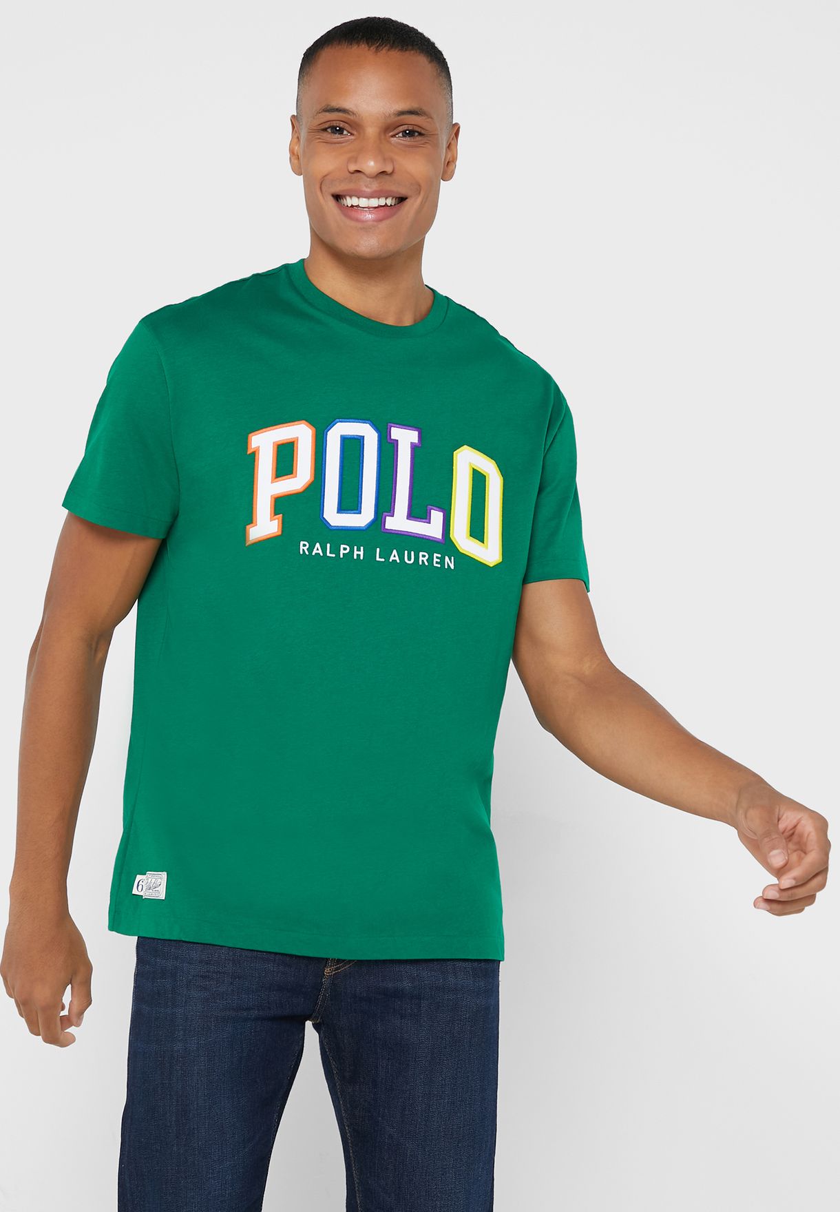 Ralph Lauren Logo Crew Neck T-shirt Herr Gröna | 906328-YHQ