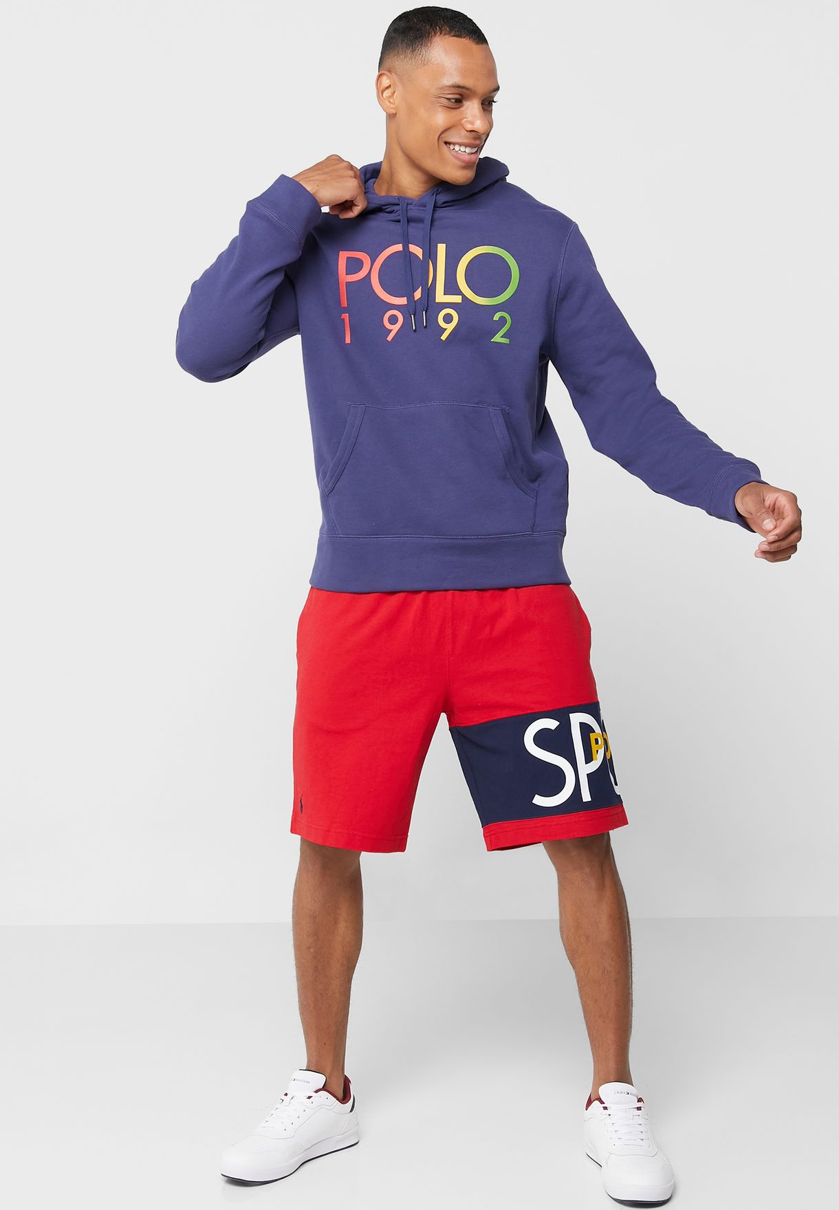 Ralph Lauren Logo Hoodie Herr Marinblå | 963028-VOG