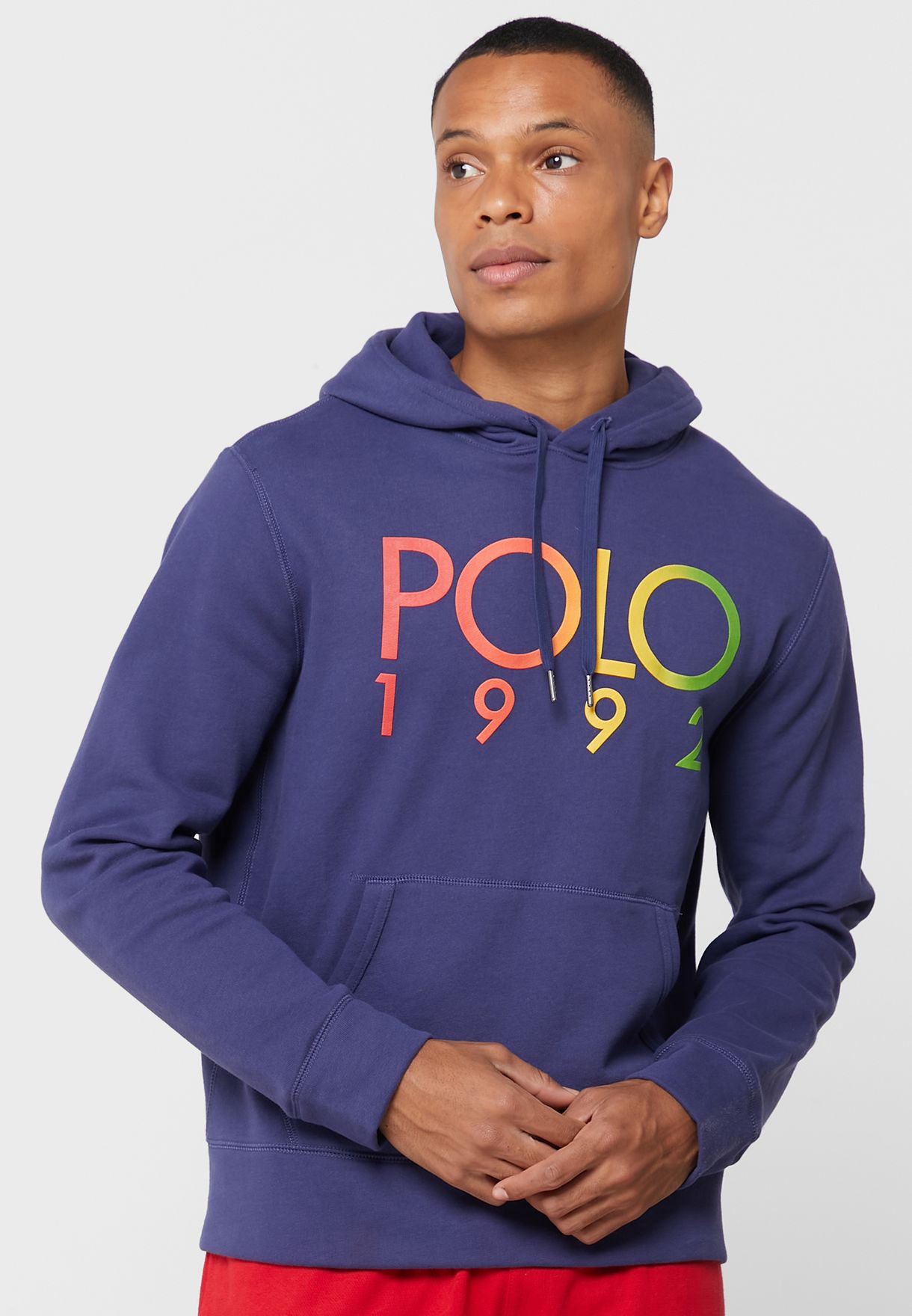 Ralph Lauren Logo Hoodie Herr Marinblå | 963028-VOG