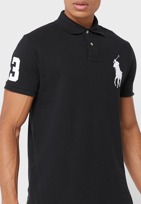 Ralph Lauren Logo Piketröja Herr Svarta | 817492-UQX