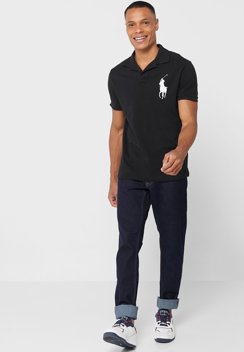 Ralph Lauren Logo Piketröja Herr Svarta | 817492-UQX