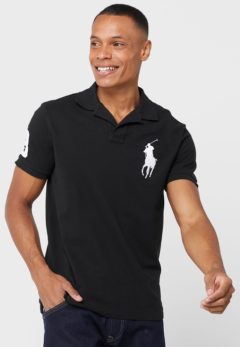 Ralph Lauren Logo Piketröja Herr Svarta | 817492-UQX