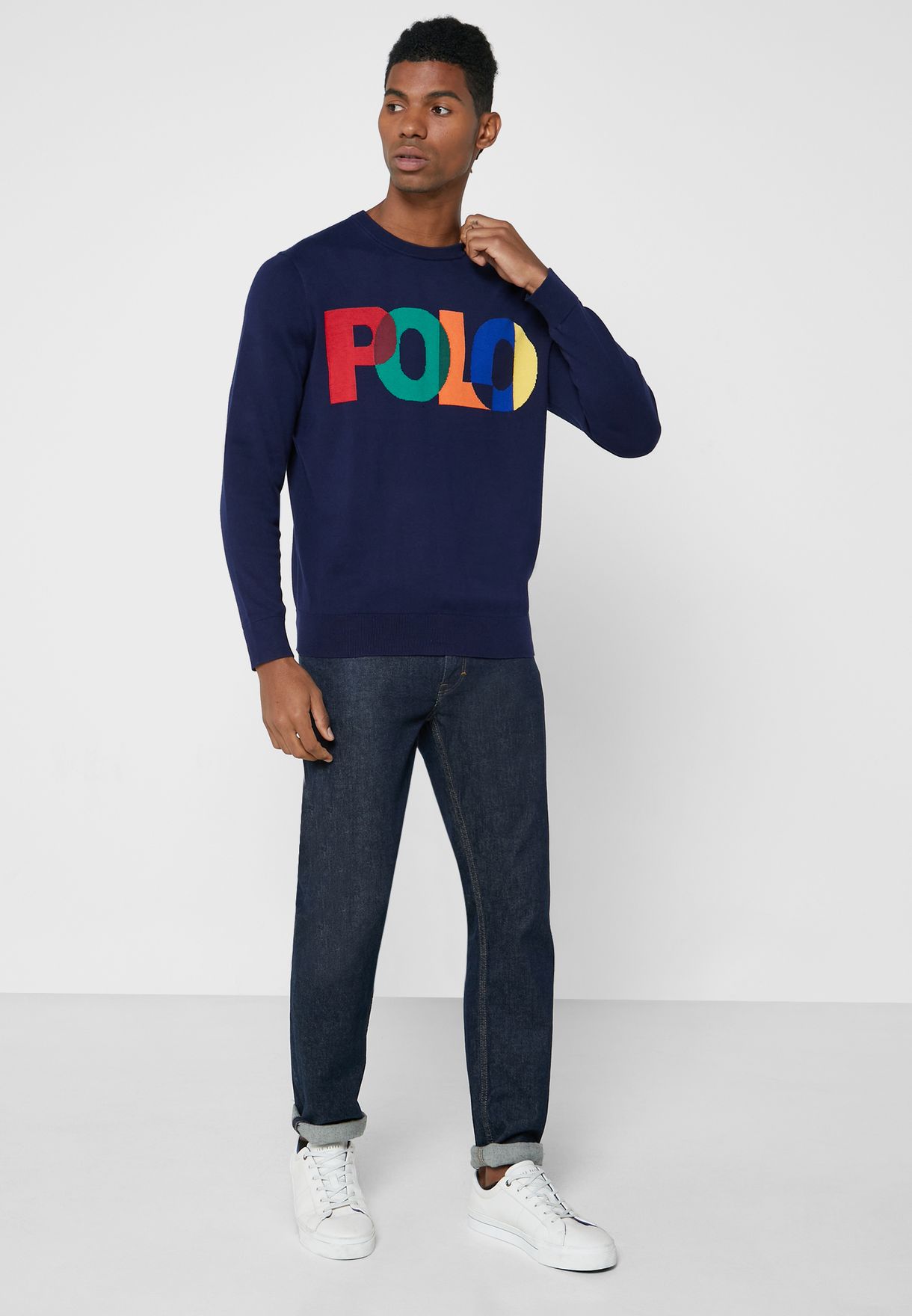 Ralph Lauren Logo Sweatshirt Herr Marinblå | 970521-UCV