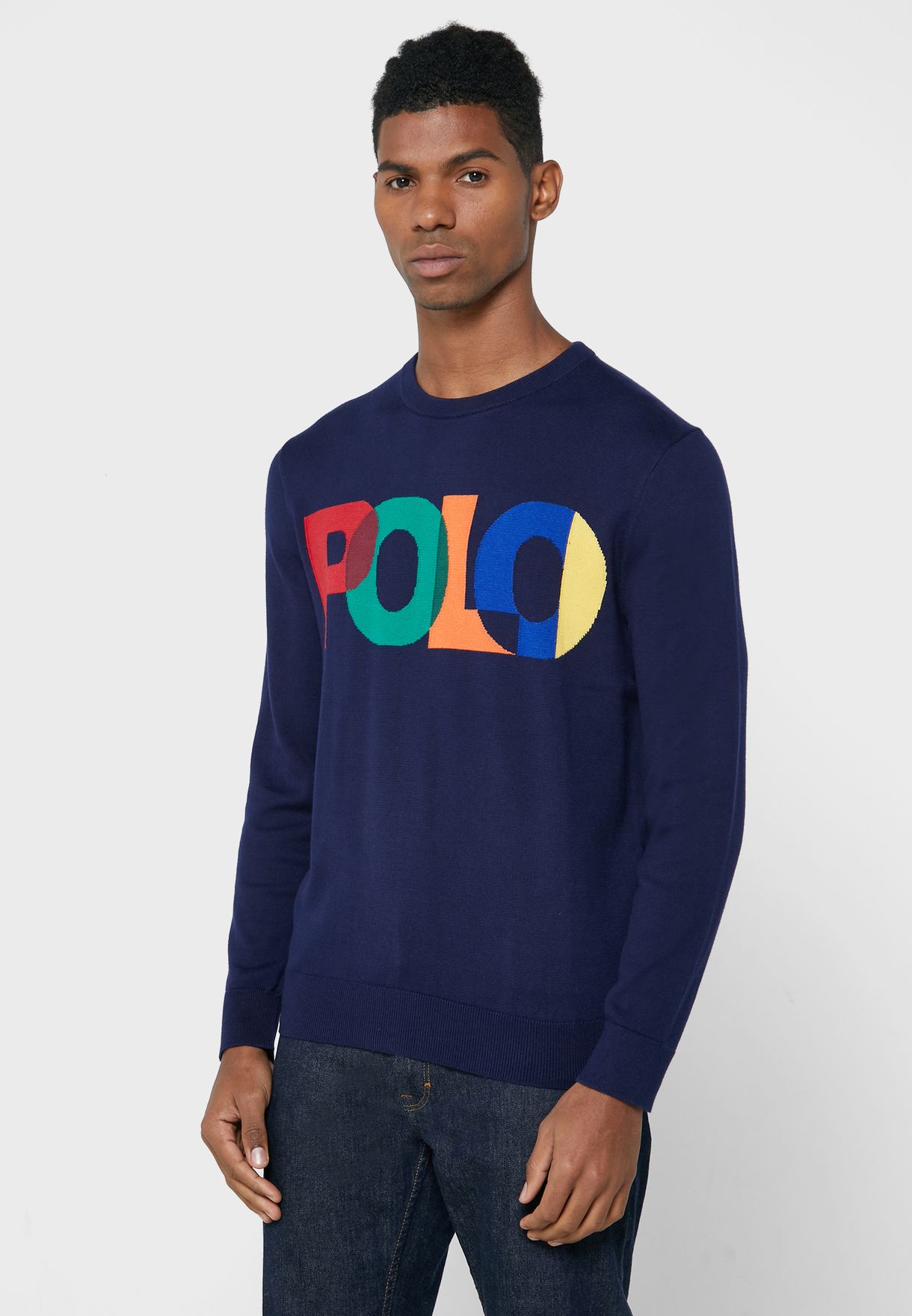 Ralph Lauren Logo Sweatshirt Herr Marinblå | 970521-UCV