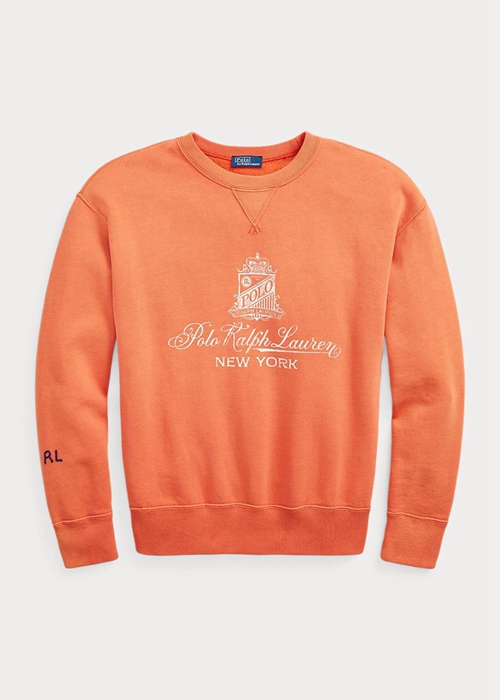 Ralph Lauren Logo Tryck Fleece Tröjor Dam Orange | 791063-IDR