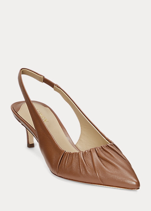 Ralph Lauren Lolah Nappa Läder Slingback Höga Klackar Dam Bruna | 325146-PRY