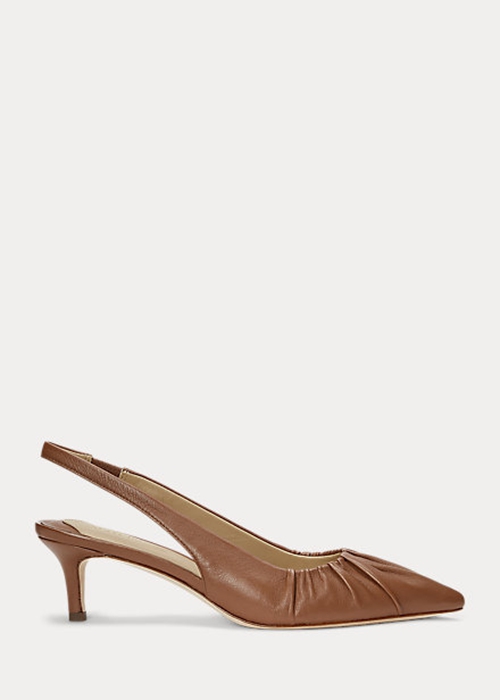 Ralph Lauren Lolah Nappa Läder Slingback Höga Klackar Dam Bruna | 325146-PRY