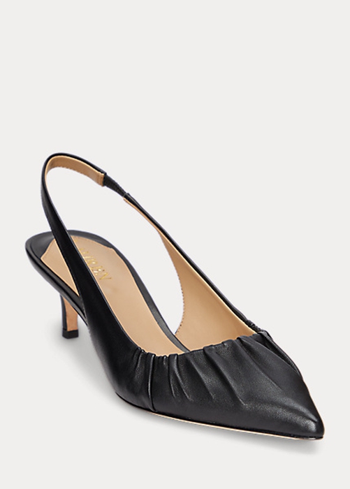 Ralph Lauren Lolah Nappa Läder Slingback Höga Klackar Dam Svarta | 617498-DLW