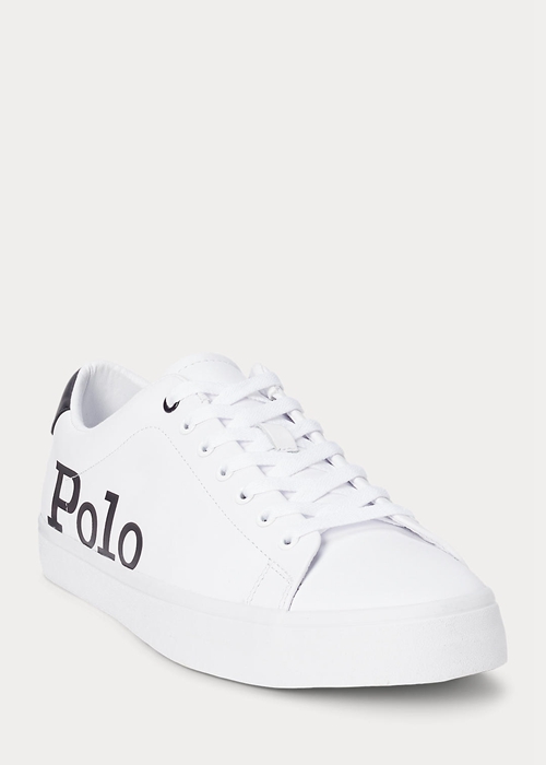 Ralph Lauren Longwood Logo Läder Sneakers Herr Vita Svarta | 403176-KWL