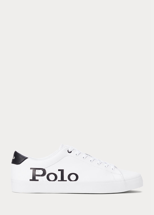 Ralph Lauren Longwood Logo Läder Sneakers Herr Vita Svarta | 403176-KWL