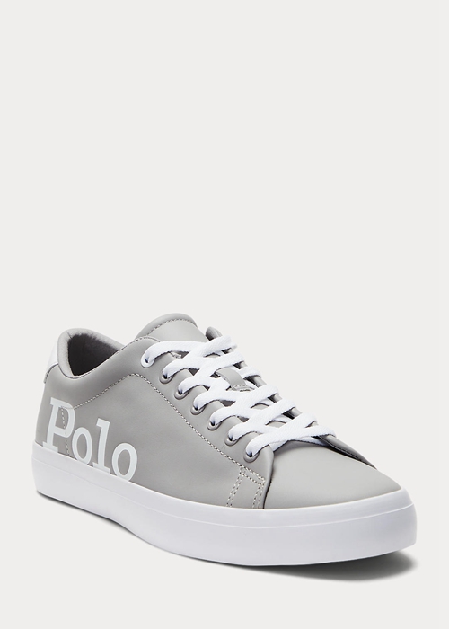 Ralph Lauren Longwood Logo Läder Sneakers Herr Grå Vita | 495263-PKV