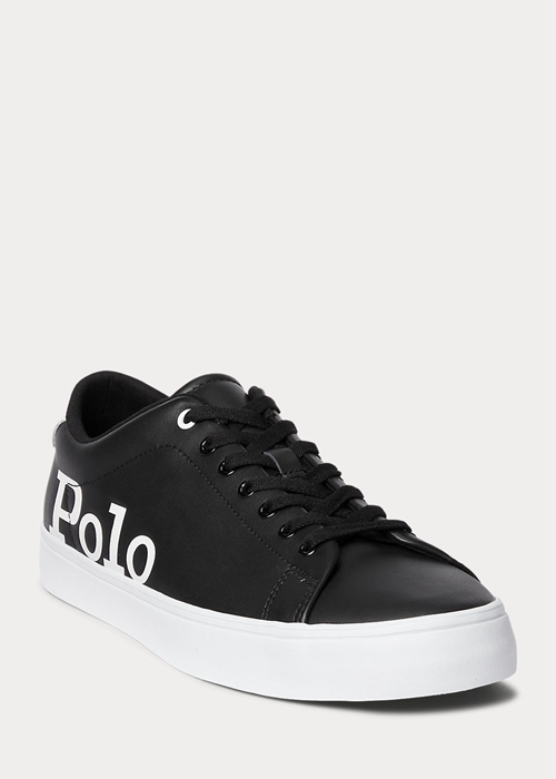 Ralph Lauren Longwood Logo Läder Sneakers Herr Svarta Vita | 907461-RMY