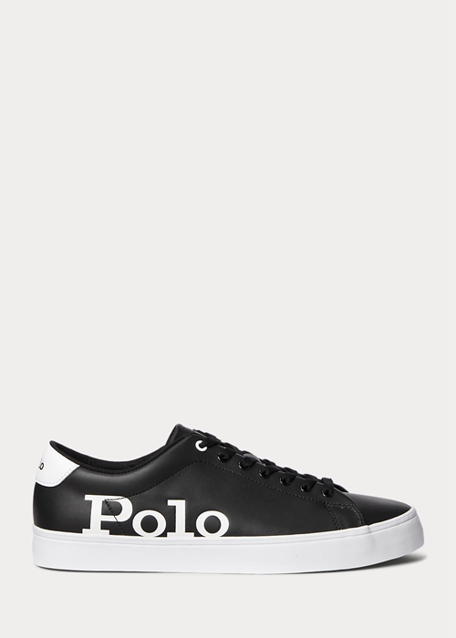 Ralph Lauren Longwood Logo Läder Sneakers Herr Svarta Vita | 907461-RMY