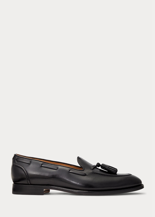 Ralph Lauren Luther Tassel Calfskin Loafers Herr Svarta | 106427-RZE