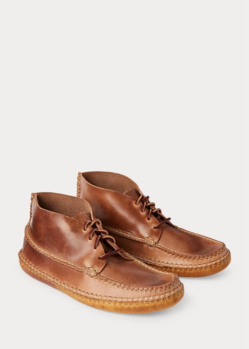 Ralph Lauren Läder Chukka-Trend Moccasin Stövlar Herr Bruna | 976340-YXI