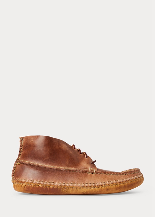 Ralph Lauren Läder Chukka-Trend Moccasin Stövlar Herr Bruna | 976340-YXI