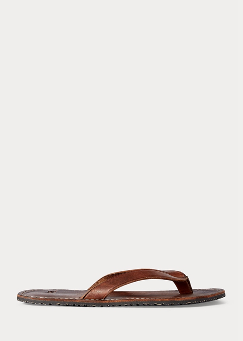 Ralph Lauren Läder Flip Flop Herr Mörkbruna | 910257-ECM