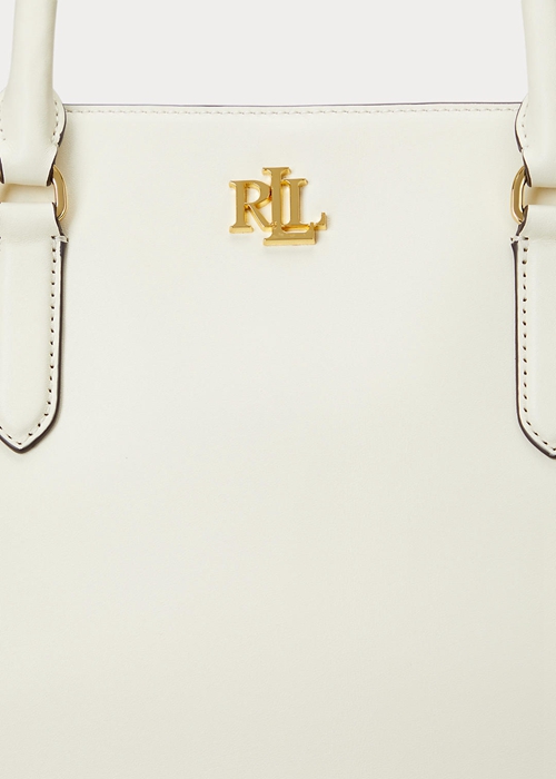 Ralph Lauren Läder Large Marcy Satchel Väska Dam Vanilla | 164832-MPS