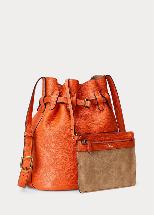 Ralph Lauren Läder Medium Bellport Bucket Bag Dam Orange | 734896-HCO