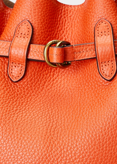 Ralph Lauren Läder Medium Bellport Bucket Bag Dam Orange | 734896-HCO