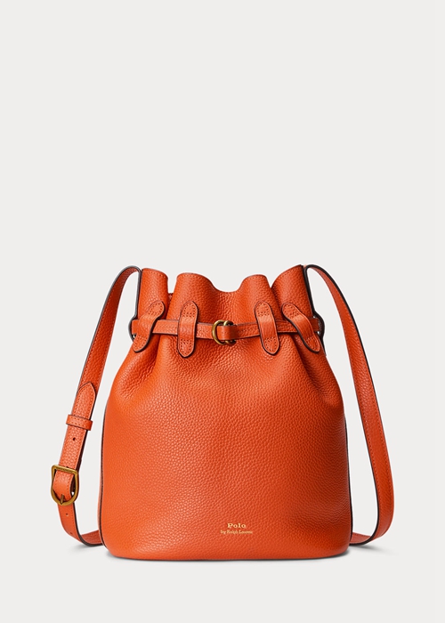 Ralph Lauren Läder Medium Bellport Bucket Bag Dam Orange | 734896-HCO