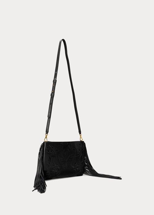 Ralph Lauren Läder Medium Elaina Crossbody Väska Dam Svarta | 871039-FNY