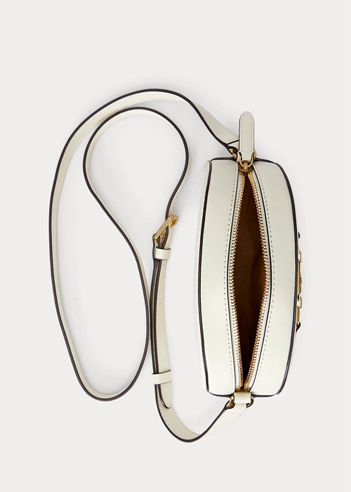 Ralph Lauren Läder Medium Jordynn Crossbody Väska Dam Vanilla | 905417-PVK