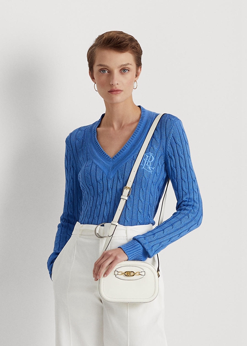 Ralph Lauren Läder Medium Jordynn Crossbody Väska Dam Vanilla | 905417-PVK