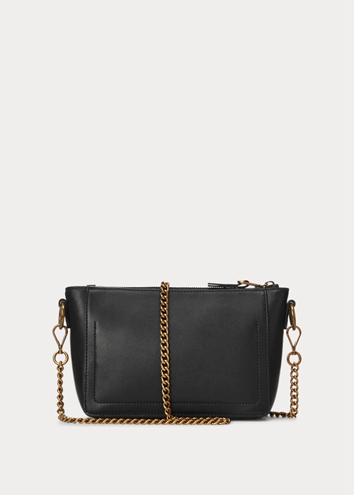 Ralph Lauren Läder Mini Sloane Crossbody Väska Dam Svarta | 560839-MTB