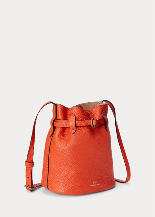 Ralph Lauren Läder Small Bellport Bucket Bag Dam Orange | 263475-EDM