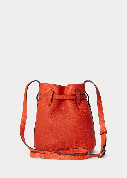 Ralph Lauren Läder Small Bellport Bucket Bag Dam Orange | 263475-EDM