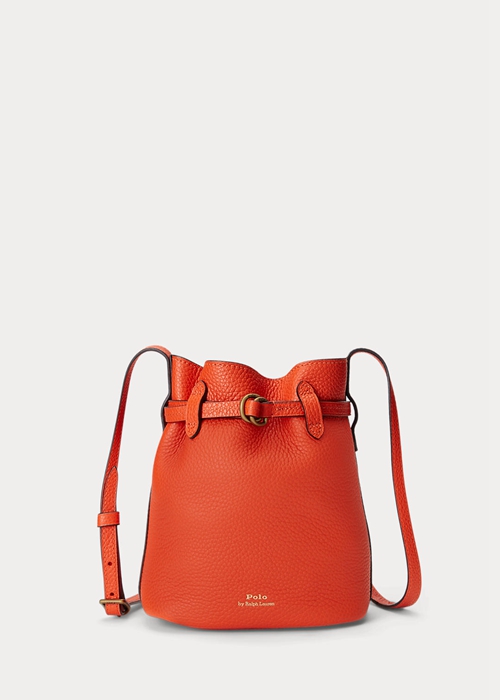 Ralph Lauren Läder Small Bellport Bucket Bag Dam Orange | 263475-EDM