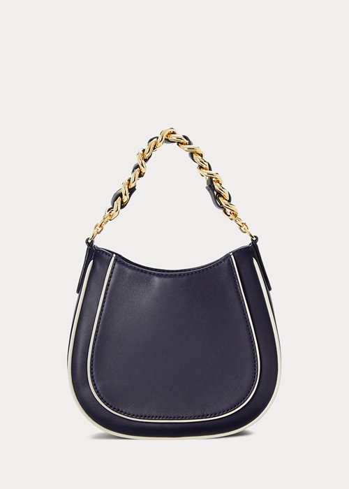 Ralph Lauren Läder Small Charli Axelväska Dam Refined Navy/Vanilla | 326587-VLU