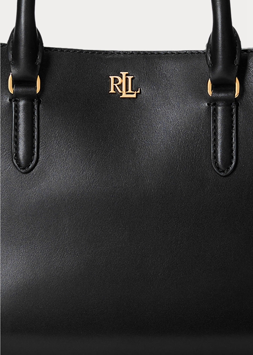 Ralph Lauren Läder Small Marcy Satchel Väska Dam Svarta | 410782-KMY