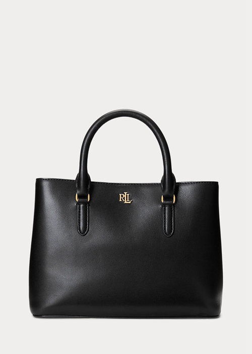 Ralph Lauren Läder Small Marcy Satchel Väska Dam Svarta | 410782-KMY