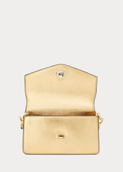 Ralph Lauren Läder Small Tayler Crossbody Väska Dam Guld | 538642-CGZ