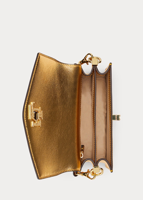 Ralph Lauren Läder Small Tayler Crossbody Väska Dam Guld | 538642-CGZ