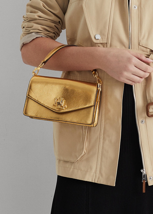 Ralph Lauren Läder Small Tayler Crossbody Väska Dam Guld | 538642-CGZ